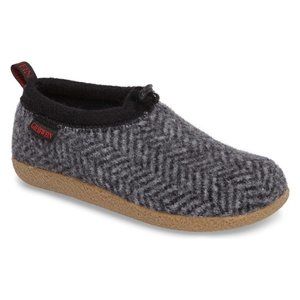 🆕 GIESSWEIN Tahoe Slipper Shoe Black Herringbone Wool EU 37 US 6.5-7